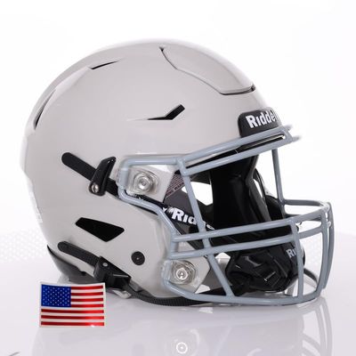 Riddell SpeedFlex Adult w/Light Gray SF-2BD Facemask + US Flag Decal (Light Grey Helmet, Small Helmet) - Green Gridiron