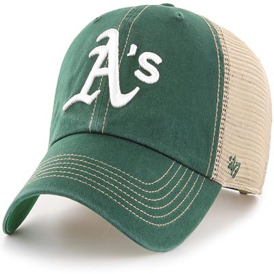 47 MLB Trawler Team Color Mesh Trucker Clean Up Adjustable Hat, Adult One Size Fits All - Oakland Athletics Green