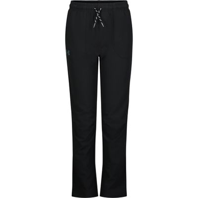 Under Armour Boys' Woven Tech Pants, 4-Way Stretch Fabric & Drawstring Closure, Outdoor Collection, Black Tech, YS