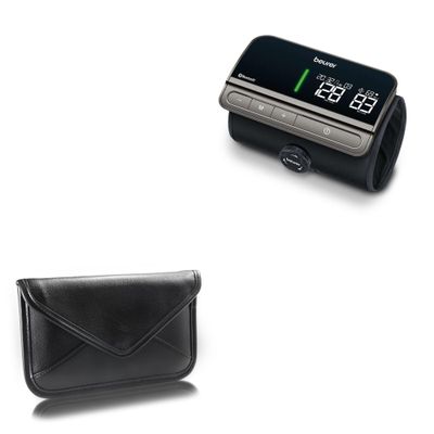 BoxWave Case Compatible with Beurer BM81 - Elite Leather Messenger Pouch, Synthetic Leather Cover Case Envelope Design - Jet Black