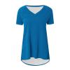XUNRYAN Womens V-Neck Tops Summer Solid Short Sleeve T Shirt 2024 Trendy Basic Tee Casual Tunic Blouses Fashion Clothes Sky Blue view 4