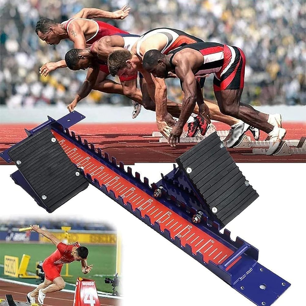 Starting Block Sprinter, Field Starting Blocks with Standard Card Ruler & Thick Non-Slip Pad, 8-Angle Adjustment and Easily Adjusted Pedal Angles, Easy to Operate, Suitable for Various Surfaces