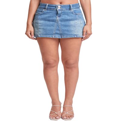 YMI Jeans Womens Denim Micro Skirt, Olympic Blue, 01