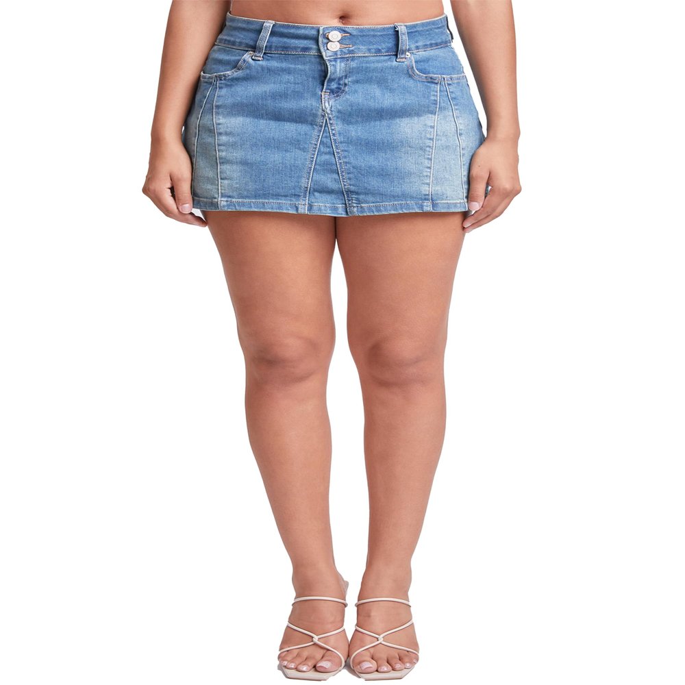 YMI Jeans Womens Denim Micro Skirt, Olympic Blue, 01