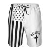 Believer, Christian, Cross, Jesus, Faith, Bible Men's Swim Trunks Swim Shorts Running Shorts Men's Beach Shorts 3XL White view 3