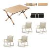 4 Pcs Camping Chair Set with 1pc Picnic Table, Portable Folding Table and Seats Ultralight Aluminum Family Table Chair Set with Carrying Storage Bag view 1