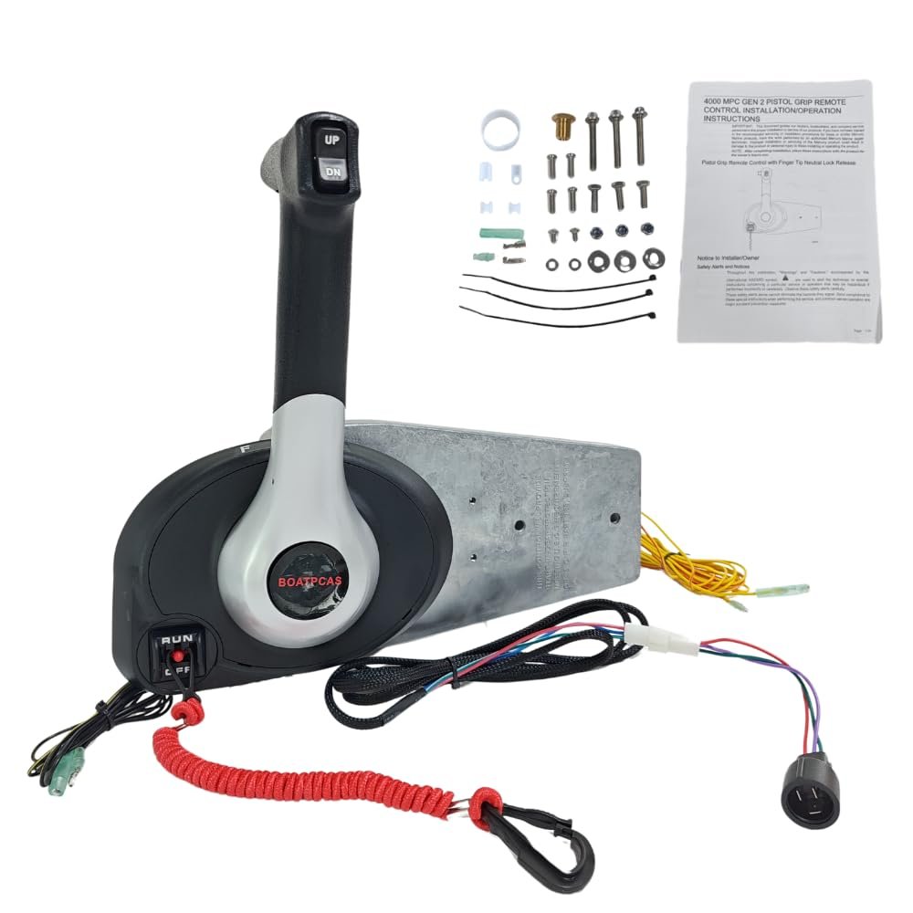883710A02 GEN II Side Mount Outboard Engine Throttle Shifting Remote Control Box Pull To Open For Mercury with Power Trim Tilt Switch