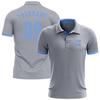 NineFit Basics Custom Darts Bowling Golf Polo Shirts for Men Women Youth, Gray Light Blue Personalized Golf Shirts Printed Name Number Logo view 1