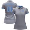 NineFit Basics Custom Darts Bowling Golf Polo Shirts for Men Women Youth, Gray Light Blue Personalized Golf Shirts Printed Name Number Logo view 2