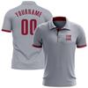 Custom Polo Bowling Darts Golf Shirts for Men Women Youth, Gray Red Personalized Polo Shirts Printed Name Number Logo view 1