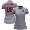 Custom Polo Bowling Darts Golf Shirts for Men Women Youth, Gray Red Personalized Polo Shirts Printed Name Number Logo view 2