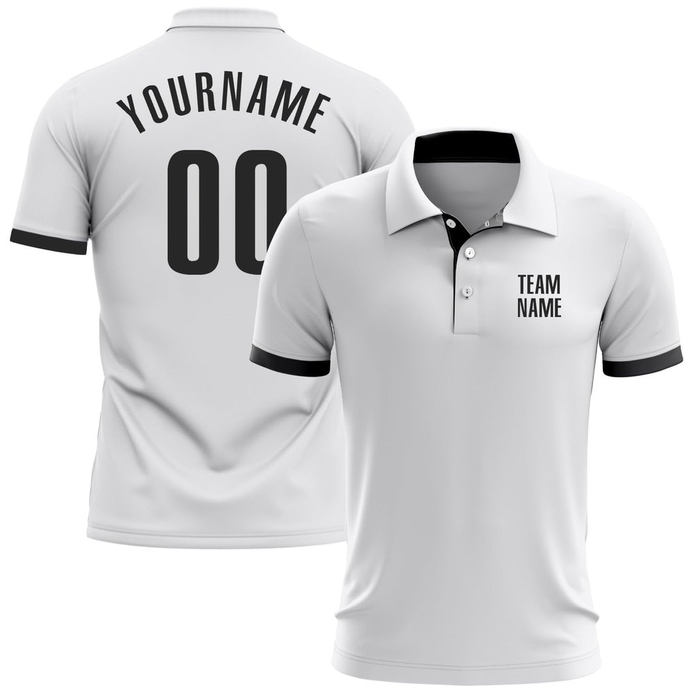 NineFit Basics Custom Polo Bowling Darts Golf Shirts for Men Women Youth, White Black Personalized Polo Shirts Printed Name Number Logo