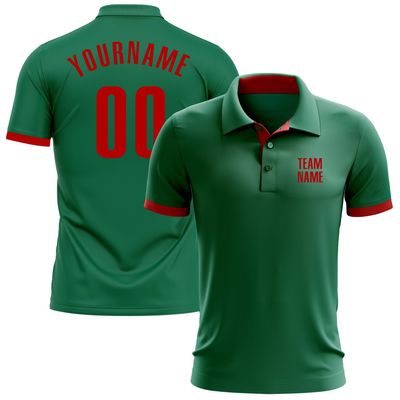 NineFit Basics Custom Darts Bowling Golf Polo Shirts for Men Women Youth, Green Red Personalized Golf Shirts Printed Name Number Logo