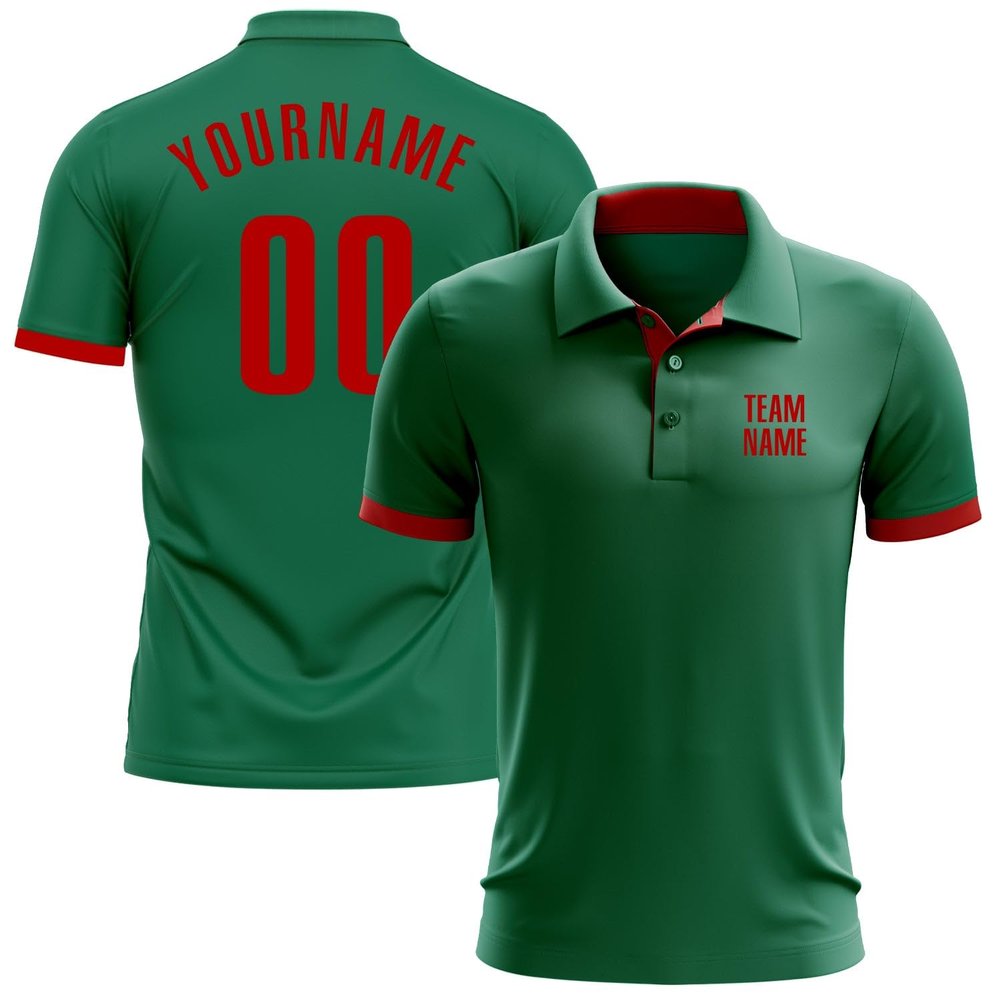 NineFit Basics Custom Darts Bowling Golf Polo Shirts for Men Women Youth, Green Red Personalized Golf Shirts Printed Name Number Logo