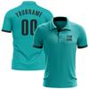 NineFit Basics Custom Polo Darts Bowling Golf Shirts for Men Women Youth, Aqua Black Personalized Polo Shirts Printed Name Number Logo view 1