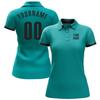 NineFit Basics Custom Polo Darts Bowling Golf Shirts for Men Women Youth, Aqua Black Personalized Polo Shirts Printed Name Number Logo view 2