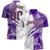 NineFit Basics Custom Darts Bowling Golf Polo Shirts for Men Women Youth, Purple Old Gold Personalized Golf Shirts Printed Name Number Logo view 1