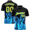 NineFit Basics Custom Darts Bowling Golf Polo Shirts for Men Women Youth, Black Teal Flame Personalized Golf Shirts Printed Name Number Logo view 1