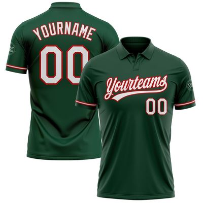 NineFit Basics Custom Darts Bowling Golf Polo Shirts for Men Women Youth, Green White Red Personalized Golf Shirts Printed Name Number Logo
