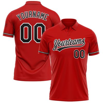 NineFit Basics Custom Darts Bowling Golf Polo Shirts for Men Women Youth, Red and Black White Personalized Golf Shirts Printed Name Number Logo