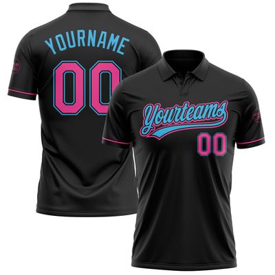 NineFit Basics Custom Darts Bowling Golf Polo Shirts for Men Women Youth, Black Pink Blue Personalized Golf Shirts Printed Name Number Logo