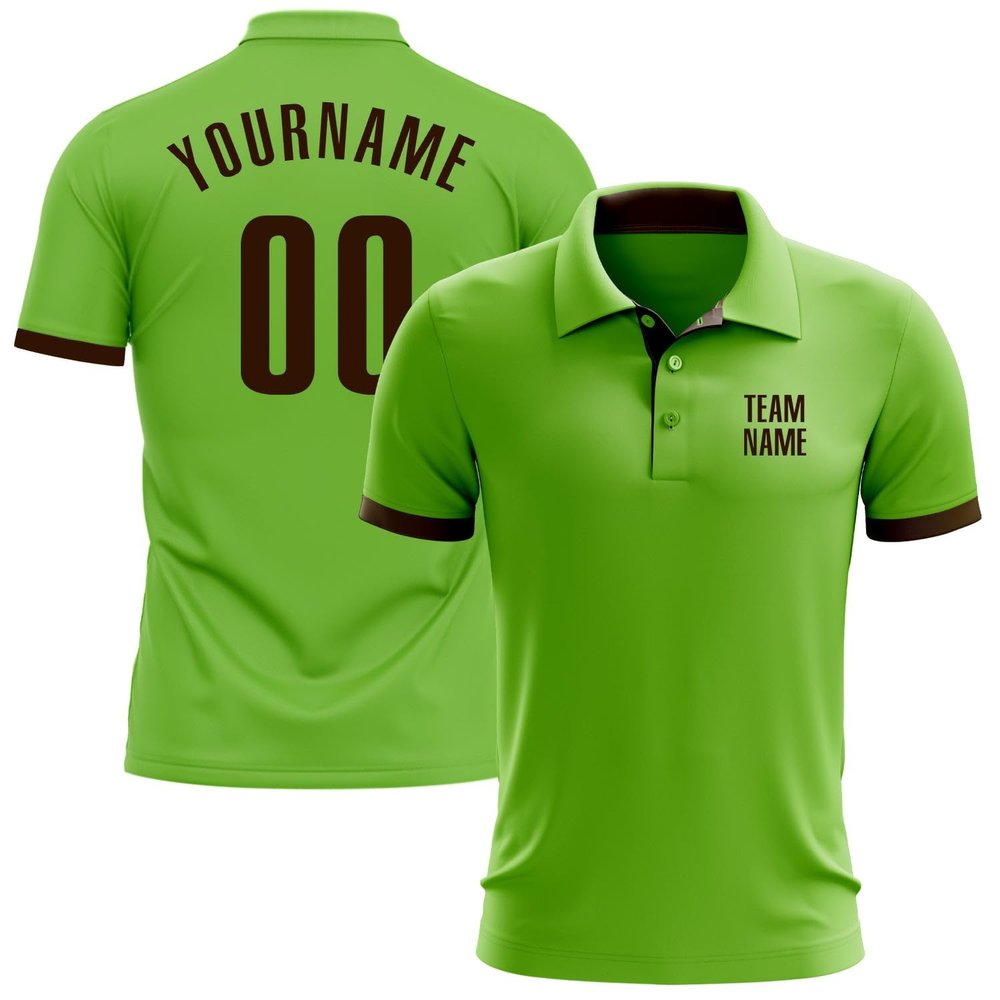 NineFit Basics Custom Darts Bowling Golf Polo Shirts for Men Women Youth, Neon Brown Personalized Golf Shirts Printed Name Number Logo