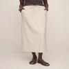 IDEALSANXUN Linen Skirts for Women 2025 Spring Summer Casual Drawstring Lightweight Elastic Waist Midi Long Skirts with Slit, Beige, L view 3
