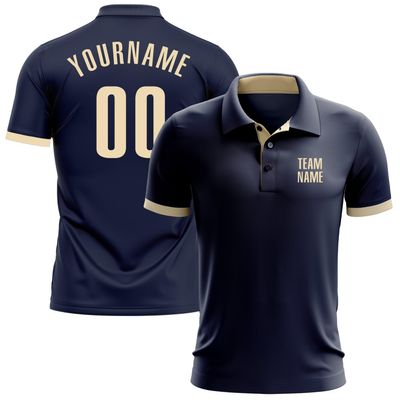 NineFit Basics Custom Darts Bowling Golf Polo Shirts for Men Women Youth, Navy Cream Personalized Golf Shirts Printed Name Number Logo