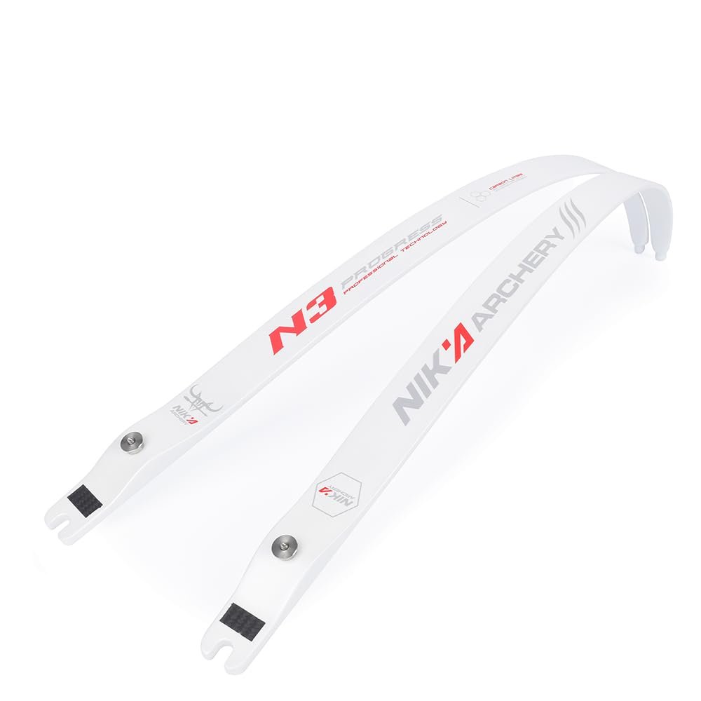 Nika Archery N3 70 inch Recurve Bow Carbon ILF Limbs White Color for @25H 46 lb Practice Training Competition and Target Shooting Competitive Bow