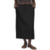 IDEALSANXUN Linen Skirts for Women 2025 Spring Summer Casual Drawstring Lightweight Elastic Waist Midi Long Skirts with Slit, Black, M view 1