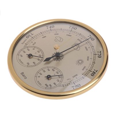 NPQPNAFC Outdoor Barometer, Thermometer, Hygrometer,Household Weather 3 in 1 Wall Mounted Weather Thermometer Barometer,Indoor and Outdoor Barometer, Gold