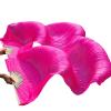 LZCSXON 1 Pair(Left+Right) Belly Dance Fan Artificial Silk Bamboo Fans,Colorful Dancing Fabric Fans,Long Folding Belly Dance Fans for Dancing,Length 180cm Width 90cm. (Rose) view 1