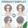 Tereshar Old Lady Costume Wig and Accessories 5pcs Set for Women Grey Curly Granny Wigs Heat Resistant Grandma Wigs for 100 Days of School Cosplay Party Halloween Or Fun view 4