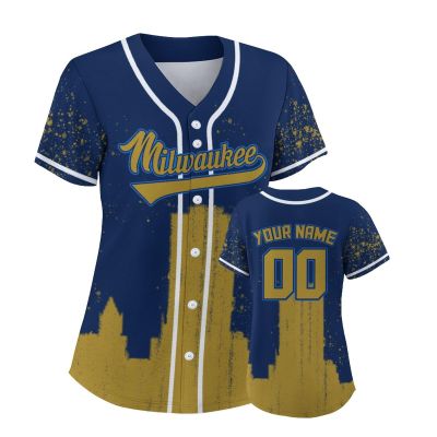 Custom Baseball Jersey for Women Fashion City Skyline Design Hip Hop Button Down Shirt Stitched/Printed Personalized Name & Number Fans Gift for Baseball Mom Women Girls S-4XL