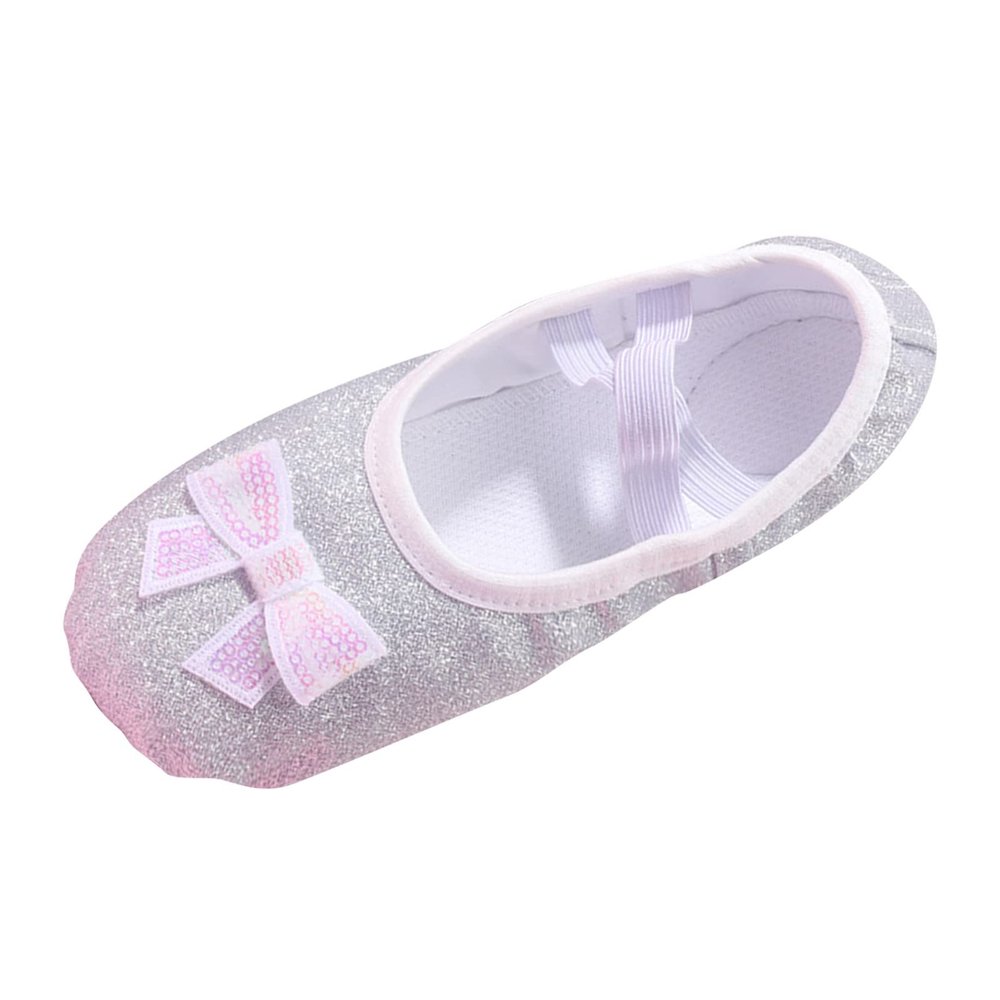 NineFit Basics Little Girl Shoes Shoes Warm Dance Ballet Performance Indoor Shoes Yoga Dance Shoes (Silver, 2 Big Kids)
