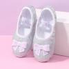 NineFit Basics Little Girl Shoes Shoes Warm Dance Ballet Performance Indoor Shoes Yoga Dance Shoes (Silver, 2 Big Kids) view 2