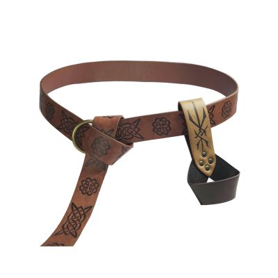 Sword Belt Retainer with O Ring Belt Medieval Artificial Leather Sword Frog Brown Sword Holster Renaissance Nordic Knight Role-Playing Prop