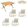 5-Pack Portable Camping Table Chairs, Folding Aluminum Roll-up Picnic Backpacking Table with Lightweight Lawn Chairs and Carrying Bag, Easy Carrying view 1