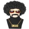 5pcs Set 70s 80s Disco Hippies Wig for Men or Women Afro Wig Rock Party Outfit Short Curly Wigs Halloween Costume Accessories (Black) view 1