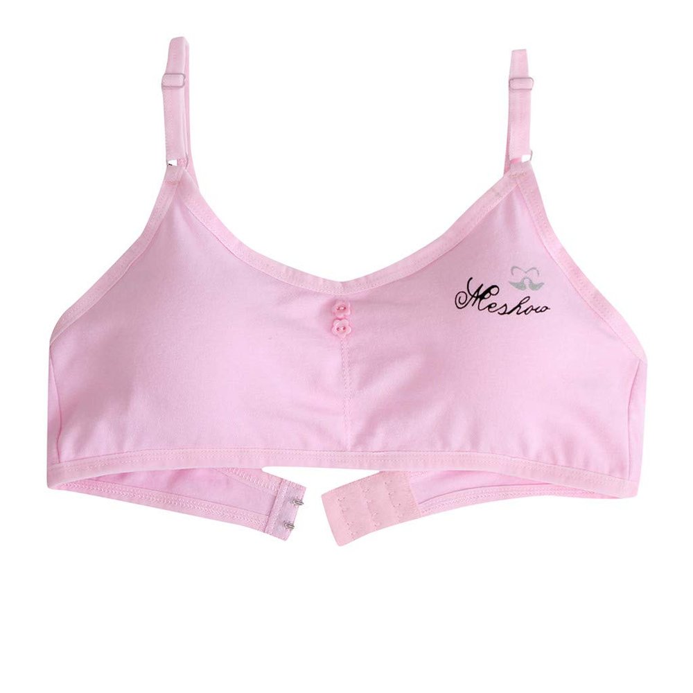 Popular Girls Removable Padding Training Bra Crop Cami Sports Bras Seamless Soft Comfy Underwear Athletic Tank Vest Pink