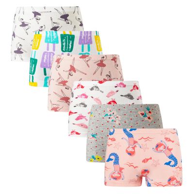 Winging Day Big Girls Assorted Prints Boyshort Underwear Size 10 (6-Pack)