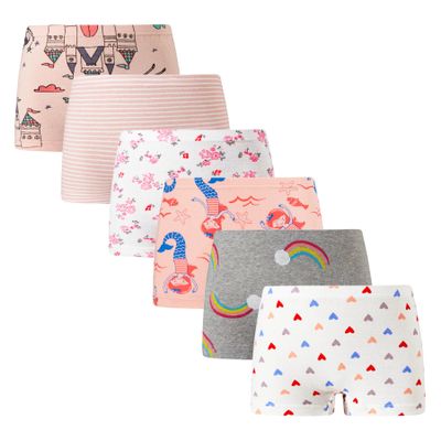 Winging Day Big Girls Assorted Prints Boyshort Underwear Size 14 (6-Pack)