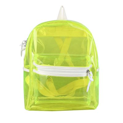 SXLINGDO See Through Stadium Backpack Mini, Light Flight Clear Backpack Heavy Duty Transparent Backpack for Work Travel (Green), 26*14*30cm