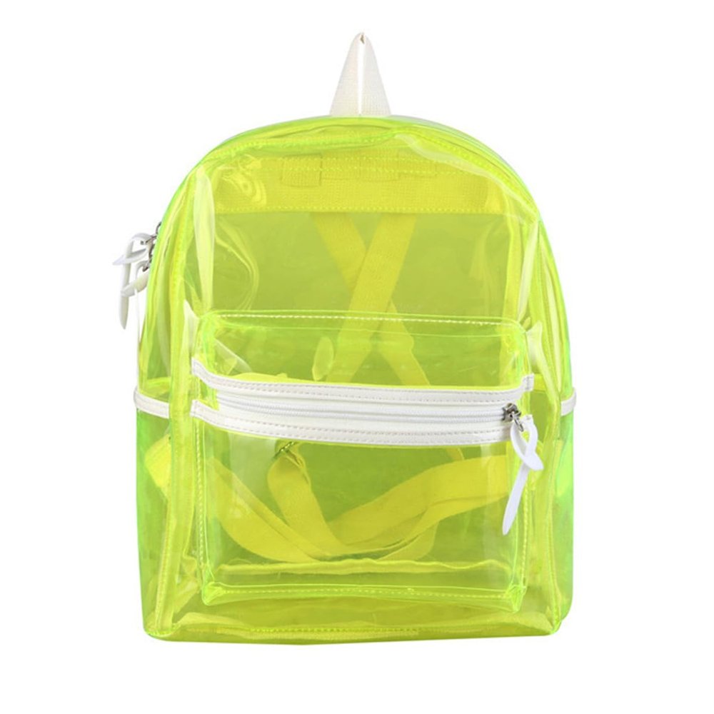SXLINGDO See Through Stadium Backpack Mini, Light Flight Clear Backpack Heavy Duty Transparent Backpack for Work Travel (Green), 26*14*30cm