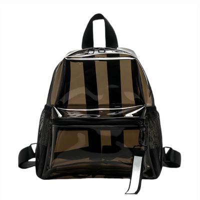 SXLINGDO Clear Small Backpack Heavy Duty 12x12x6, Fashion Clear PVC Purse Bags for Womens See Through Plastic Bag Work Travel (Brown), 27*13*30cm