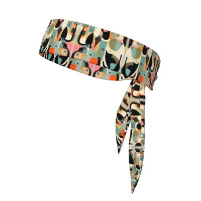 YYHWHJDE Sports Head Tie Made of Cotton Straps for Men & Women Moisture Wicking Athletic for Running, Gym, Working Out Mid-Century Modern Art Cat Printing, Black