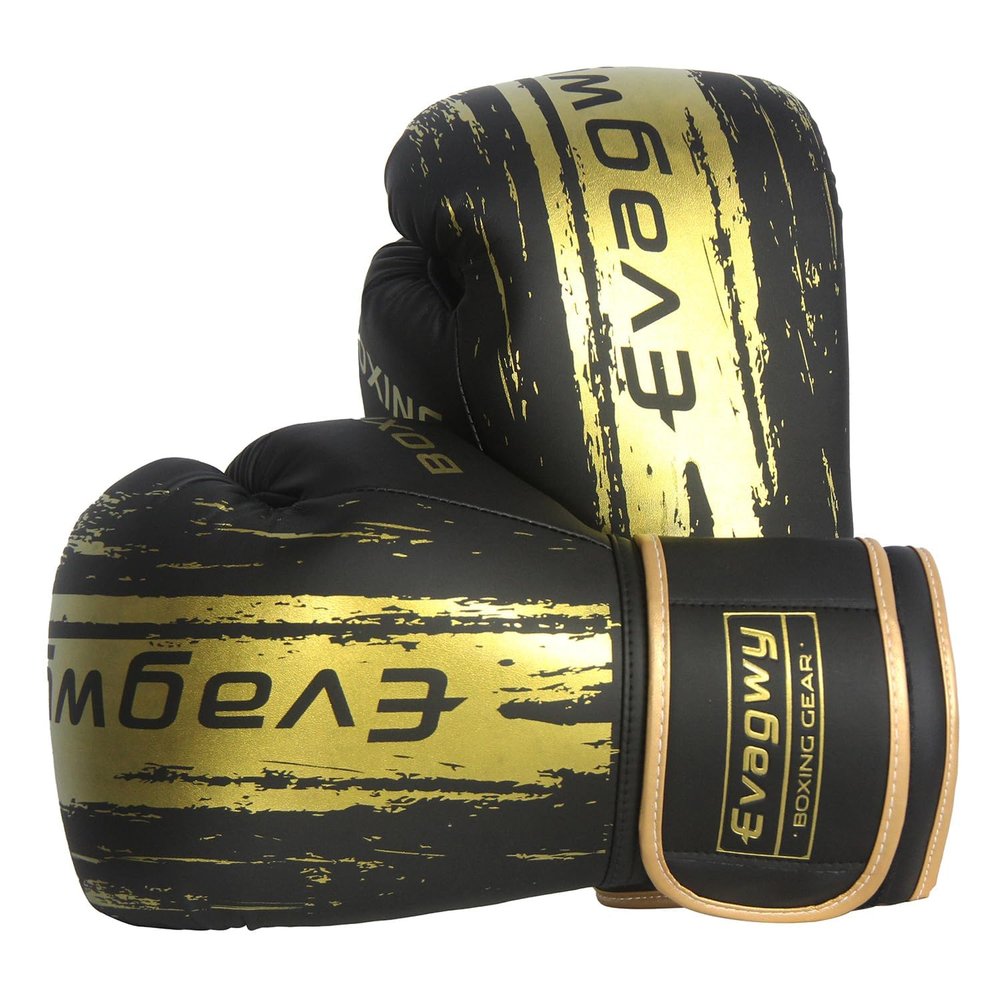 EVAGWY Boxing Gloves for Men and WomenPro Training SparringSuitable for Boxing Kickboxing MMA FightingAdult Heavy Punching Bag GlovesWorkout Gloves for BoxingMuay Thai (Golden, 10OZ)