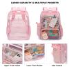 Esfoxes Clear School Backpack for Girls Women, Kids Teens Heavy Duty See Through College Bookbag Transparent School Bag (Light Pink) view 2