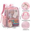 Esfoxes Clear School Backpack for Girls Women, Kids Teens Heavy Duty See Through College Bookbag Transparent School Bag (Light Pink) view 4