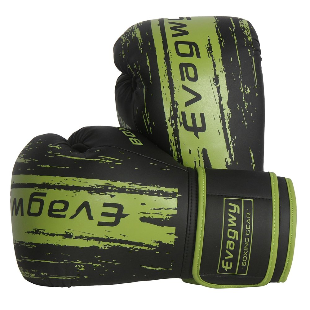 EVAGWY Boxing Gloves for Men and WomenPro Training SparringSuitable for Boxing Kickboxing MMA FightingAdult Heavy Punching Bag GlovesWorkout Gloves for BoxingMuay Thai (Green, 12OZ)